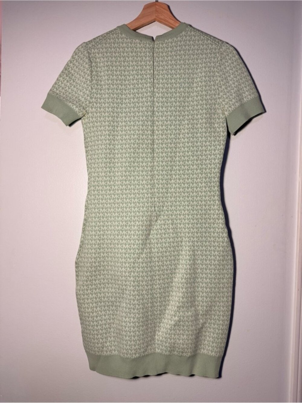 Michael Kors Mint Sage Logo Knit Short-Sleeve Mini Dress size S - Picture 5 of 9